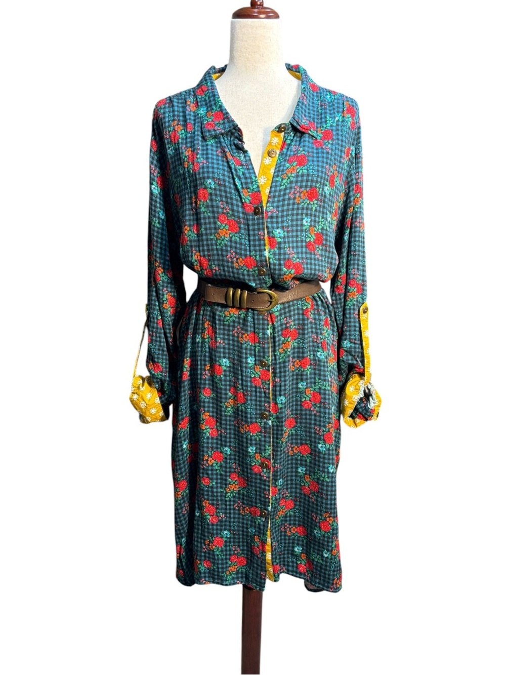 Matilda Jane Floral Gingham Shirt Dress Duster Jacket Cottagecore XXL